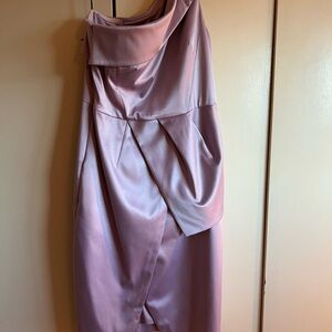 Vince Camuto Asymmetrical Lavender Dress with Silver Metal Feather Embellishment